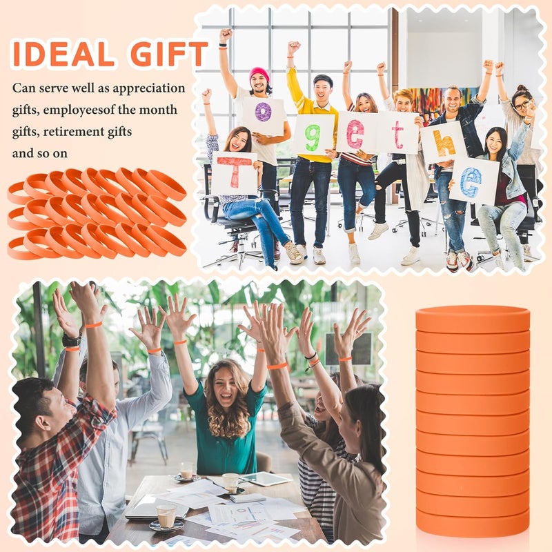 Liliful 50 Pcs Plain Silicone Rubber Bracelets Elastic Rubber Wristbands Blank Colored Bracelet Sports Bands for Stretch Wristband Wrist Bands for Women Men Party Gifts(Orange) - Image 3